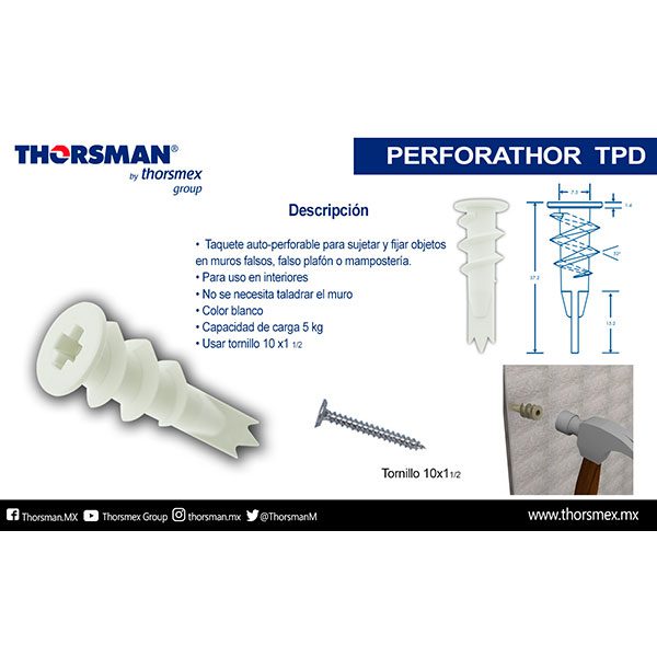 TPD blanco con tornillos | Blister 20 pzas.