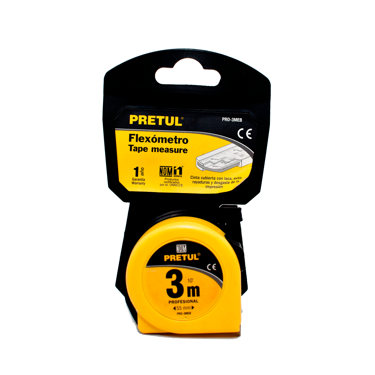 Flexómetro amarillo PRETUL® – 3 metros