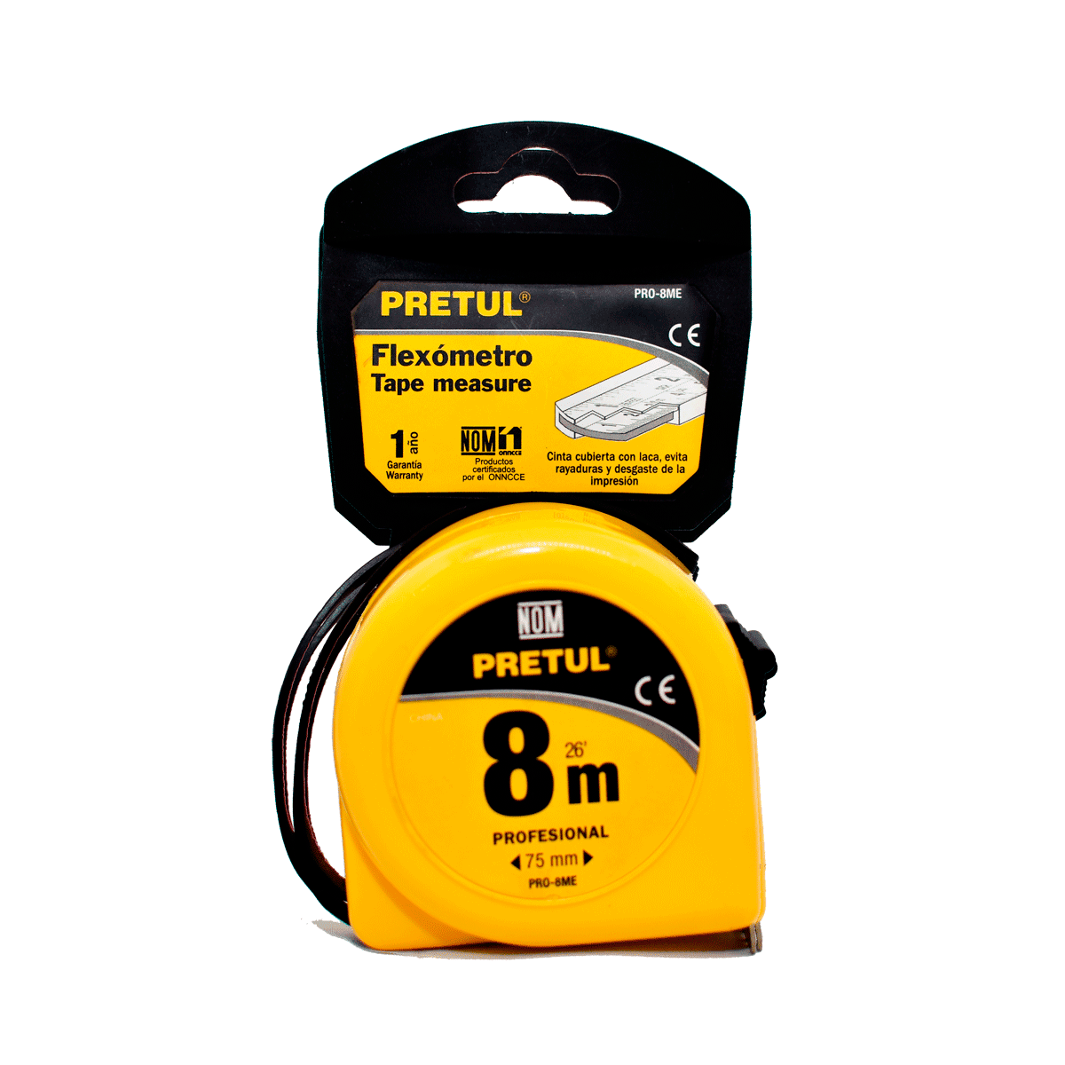 Flexómetro amarillo PRETUL® – 8 metros